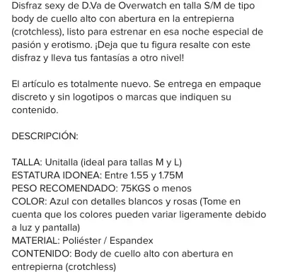 Disfraz Lencero Sexy D.Va Overwatch Azul - miniatura 2