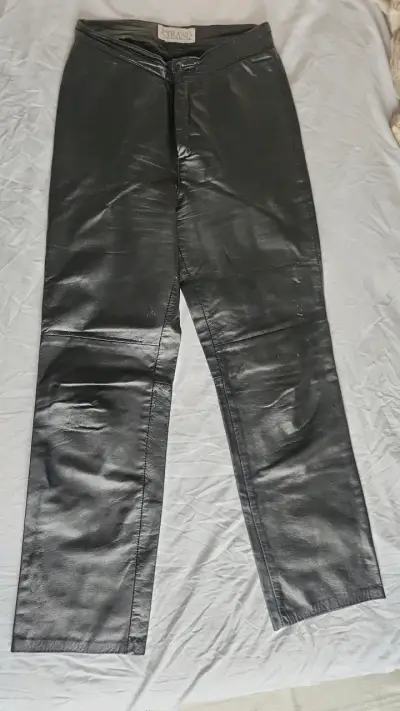 Pantalones de cuero negro Tyrano para mujer - miniatura 1