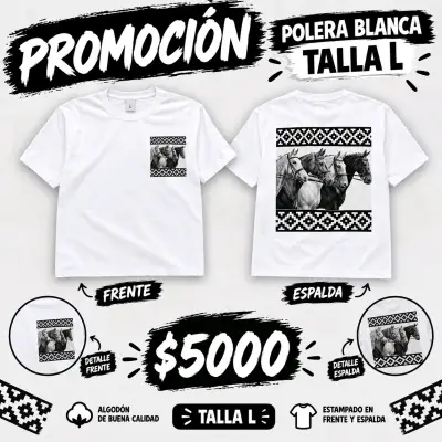 Polera blanca con estampado de caballos talla L - miniatura 1