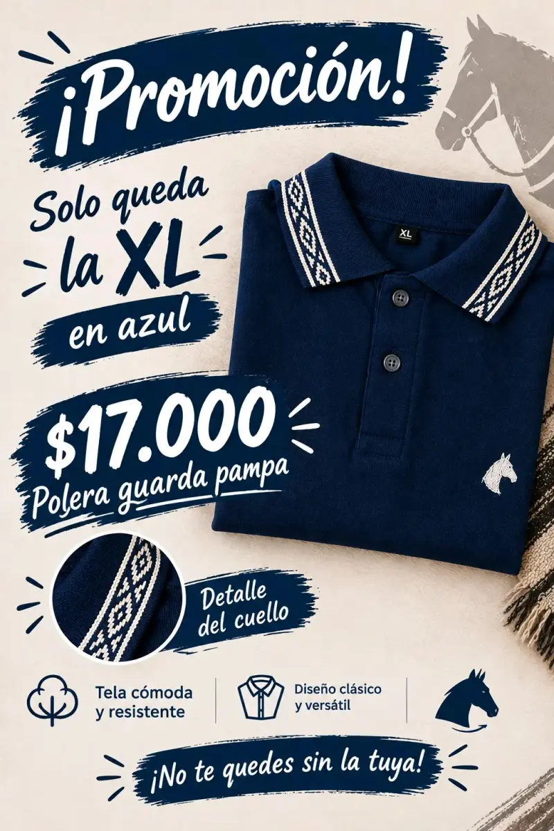 Polera azul XL con diseño guarda pampa