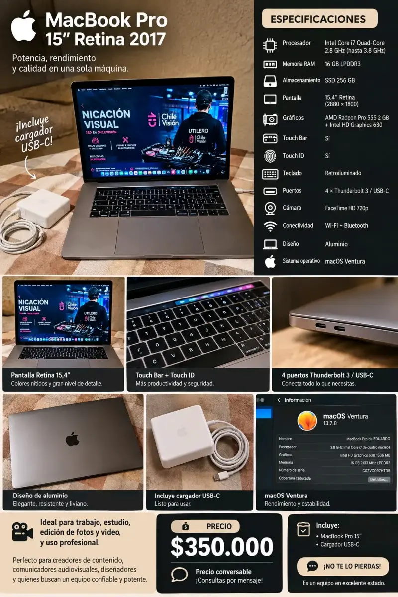 MacBook Pro 15-inch 2017 Intel Core i7 - 5