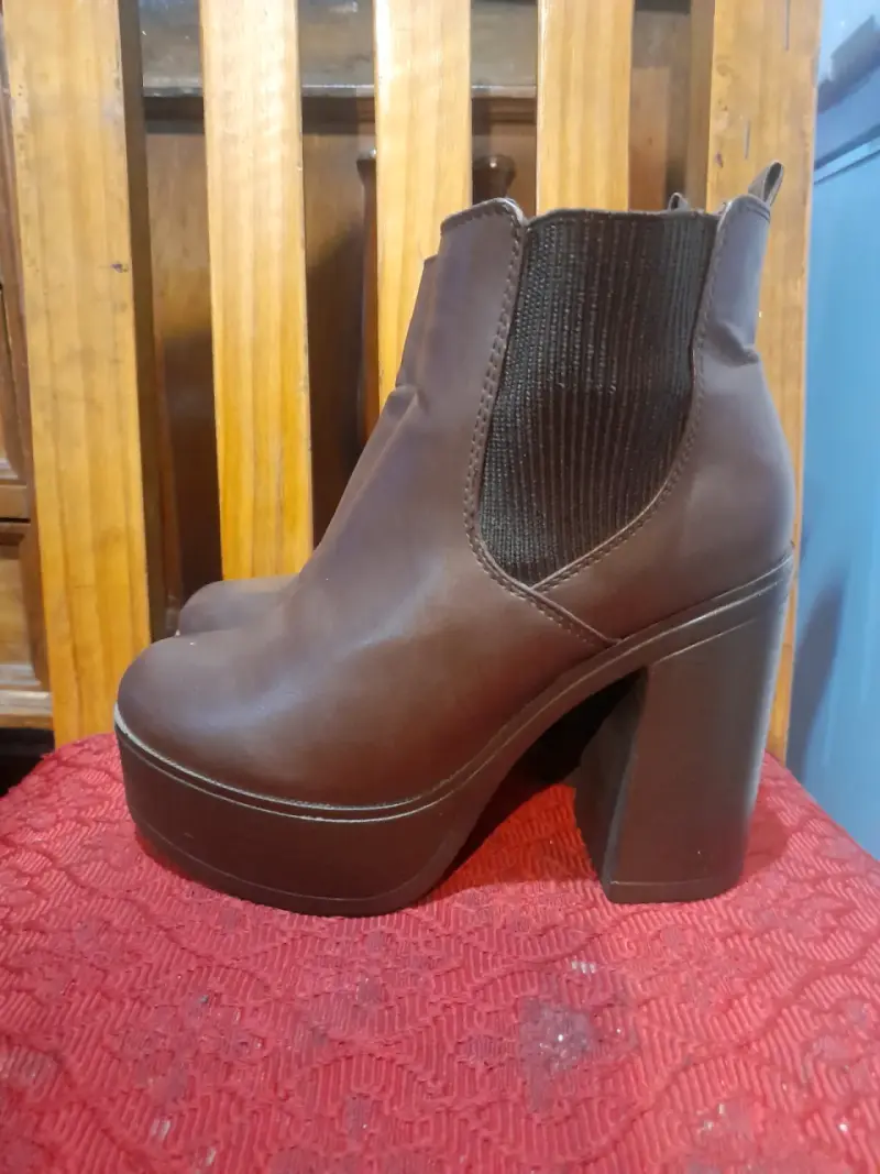 Botines de tacón alto marrones para mujer - 2
