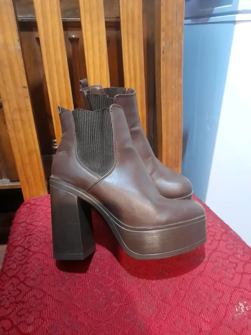 Botines de tacón alto marrones para mujer - 5