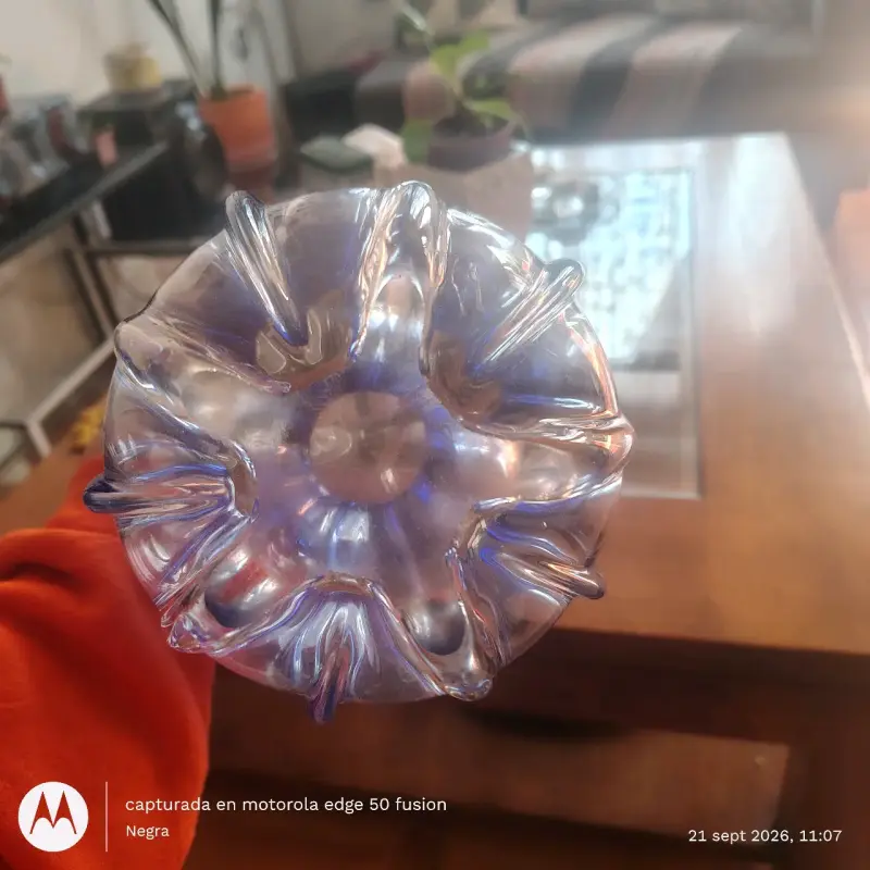 Florero de vidrio azul decorativo - 2