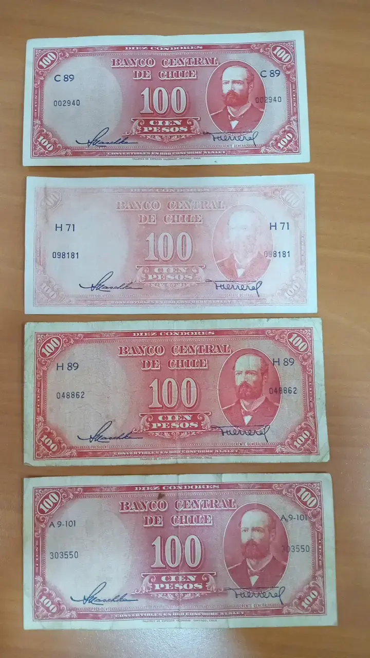 Billetes antiguos de 100 pesos chilenos - 1