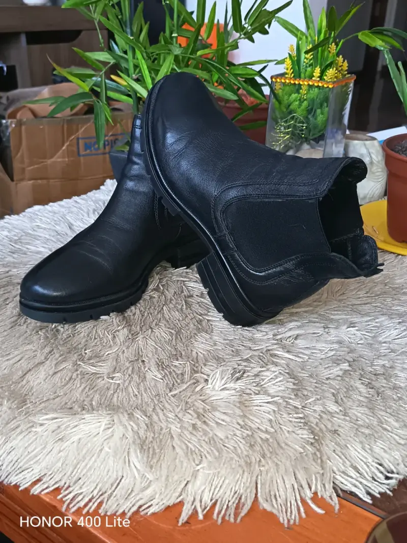 Botines de cuero negro para mujer - 3