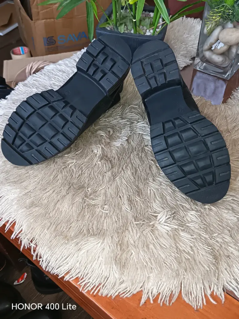 Botines de cuero negro para mujer - 6