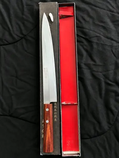 Cuchillo yanagiba con mango de madera - miniatura 4