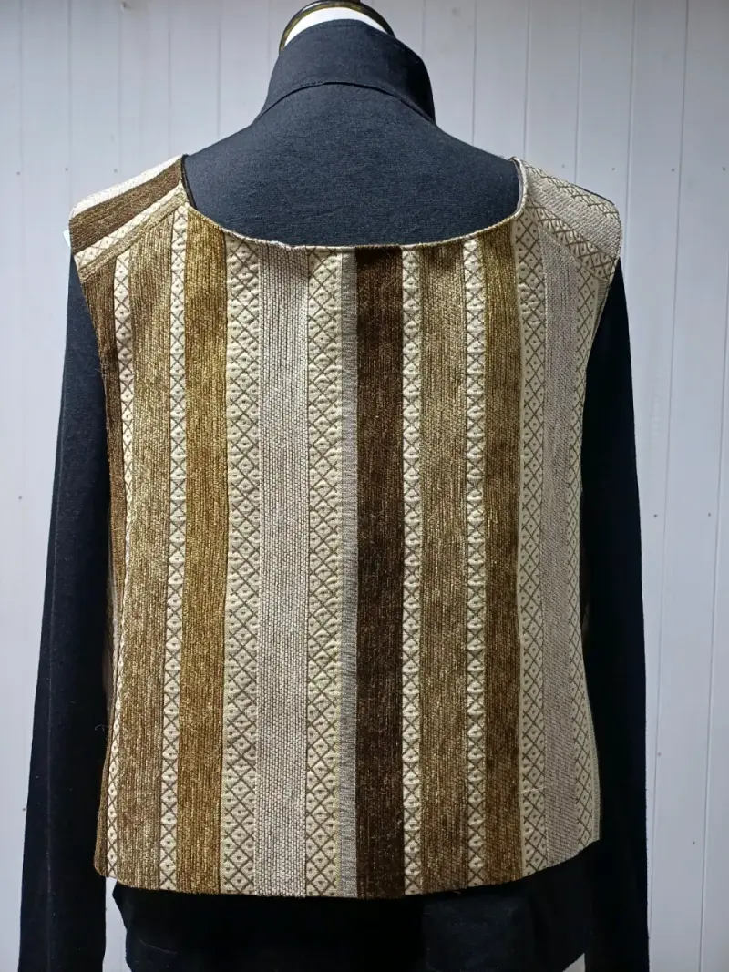 Chaleco de cuero patchwork multicolor - 5