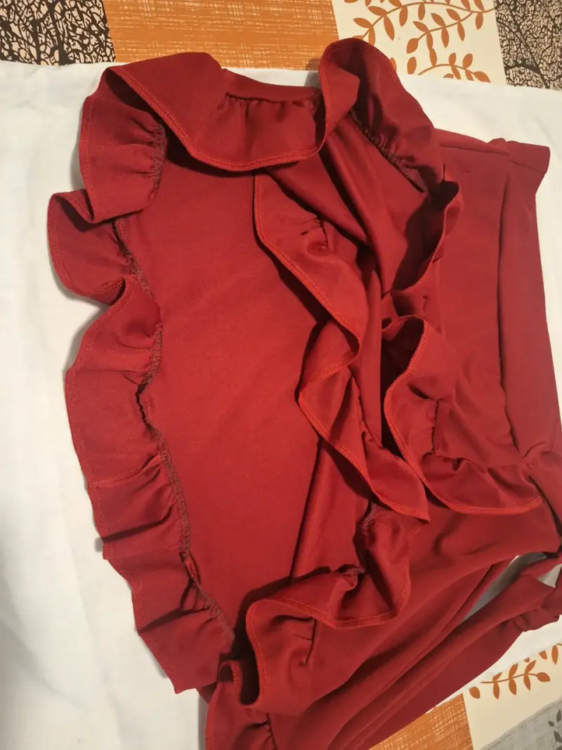 Falda roja con volantes para mujer - 2