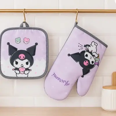 Set de guantes y agarrador de cocina Kuromi - miniatura 1