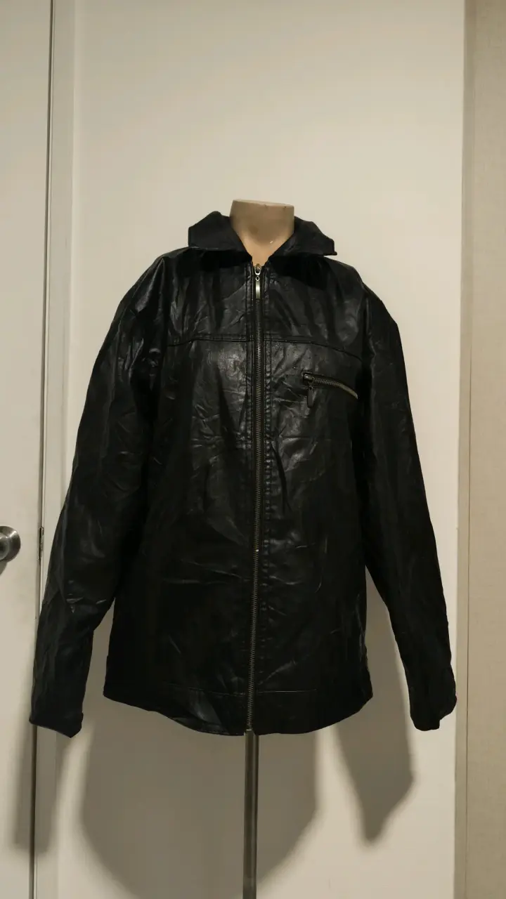 Chaqueta de cuero negra con cierre