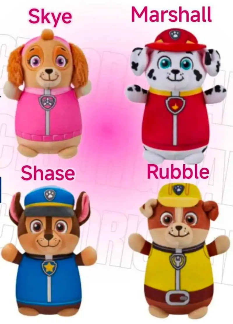 Peluches Paw Patrol HugMees Skye, Marshall y Rubble