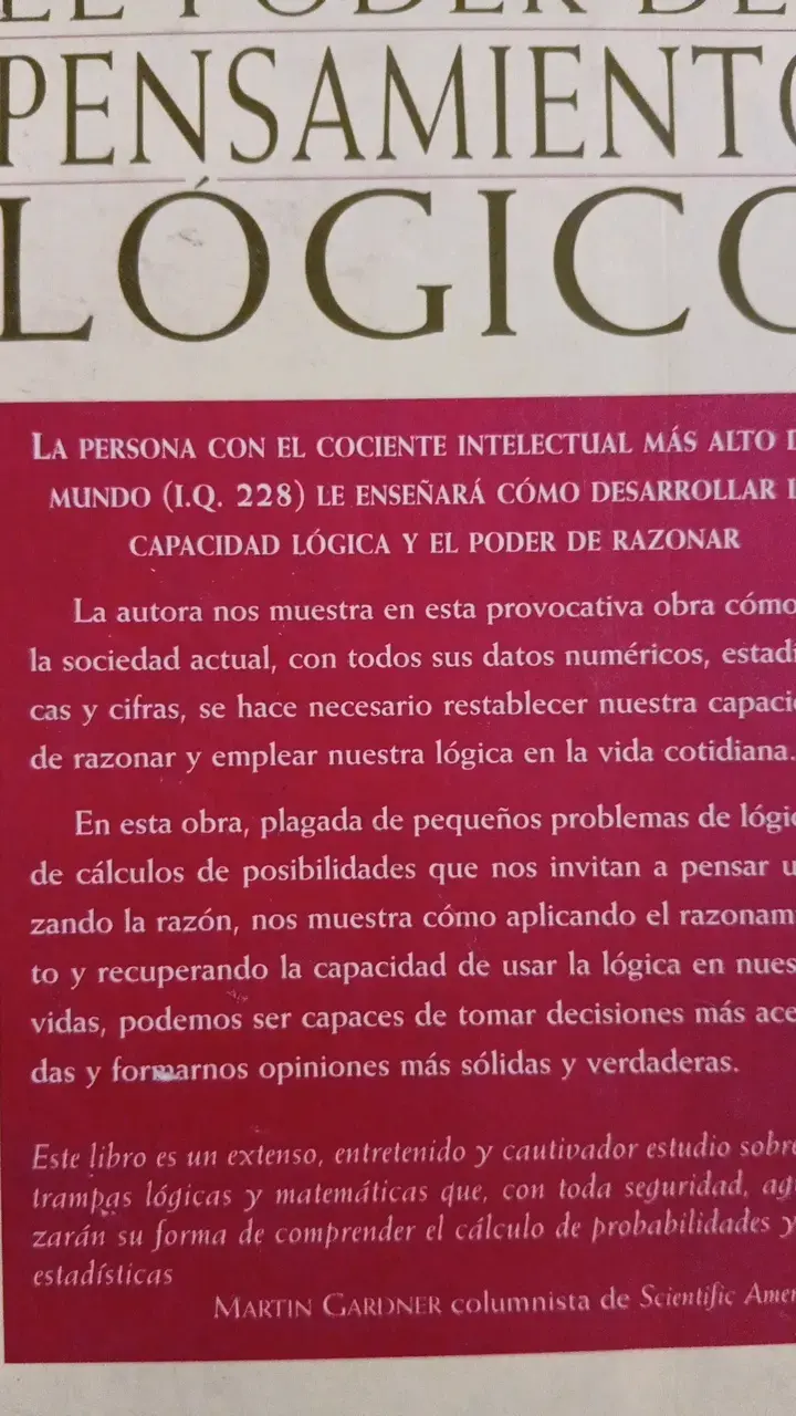 Libro El Poder del Pensamiento Lógico de Marilyn Vos Savant - 2