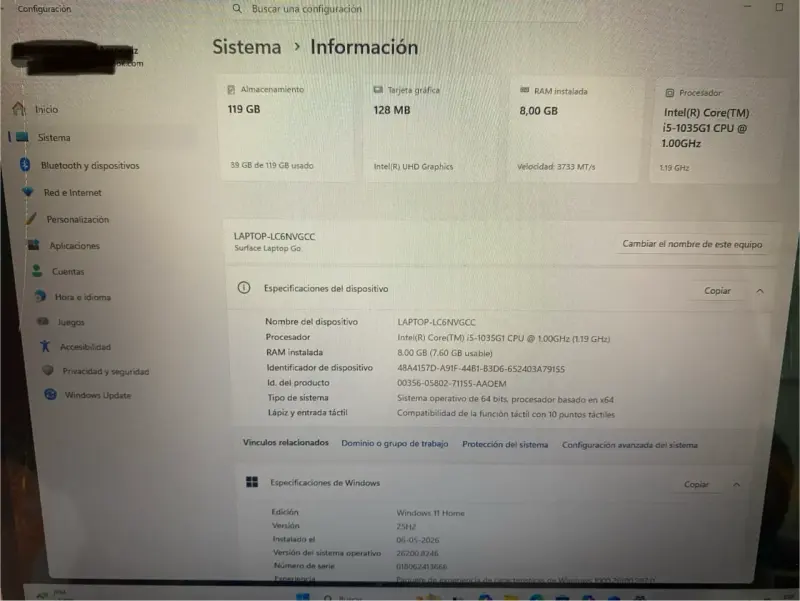 Laptop Microsoft Surface color  rosa con Intel i5 - 4
