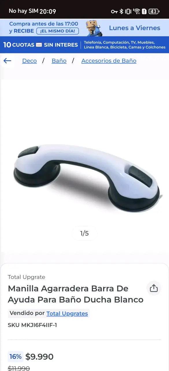 Barra de agarre para baño con ventosas - 3