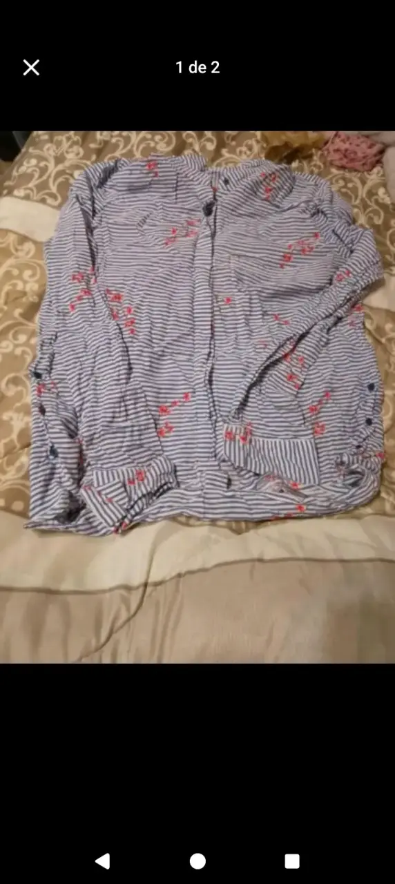 Blusa rayada con flores para mujer - 1