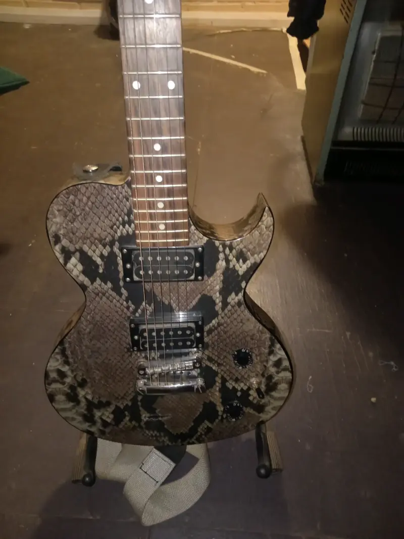 Guitarra eléctrica con diseño de piel de serpiente - 1
