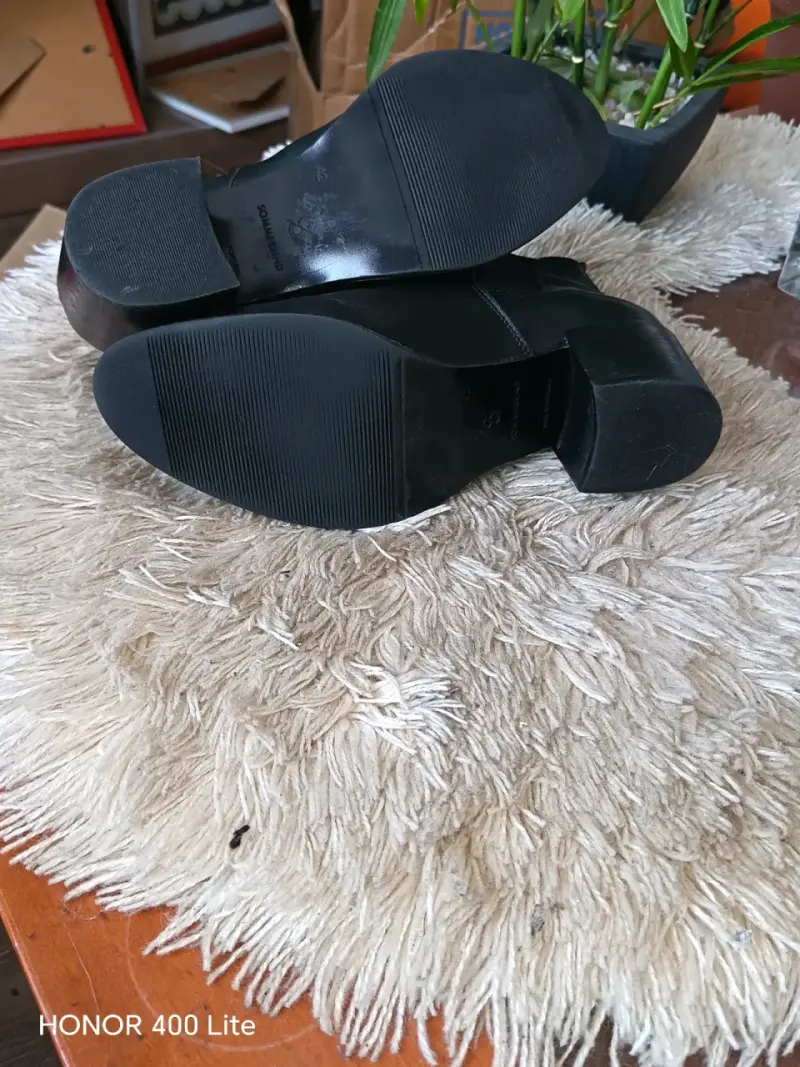 Botines de cuero negro para mujer - 5