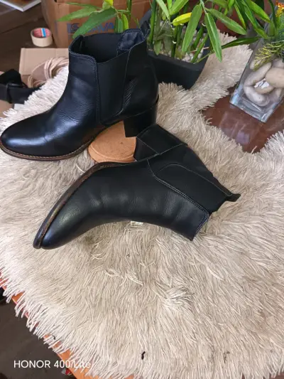 Botines de cuero negro para mujer - miniatura 6