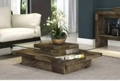 Mesa de Centro de Madera con Vidrio Sonetto - miniatura 1