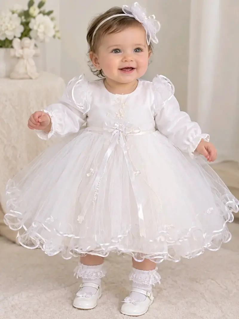 Vestido de bautizo para bebé en color blanco - 1