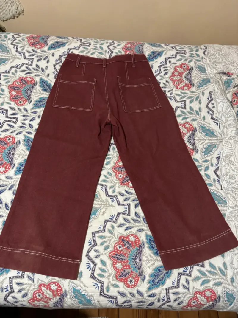 Pantalones anchos burdeos con bolsillos - 2