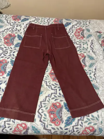 Pantalones anchos burdeos con bolsillos - miniatura 2