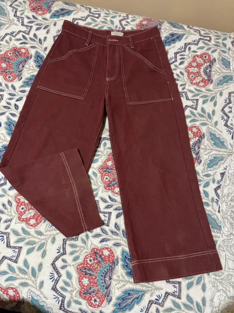 Pantalones anchos burdeos con bolsillos - 3