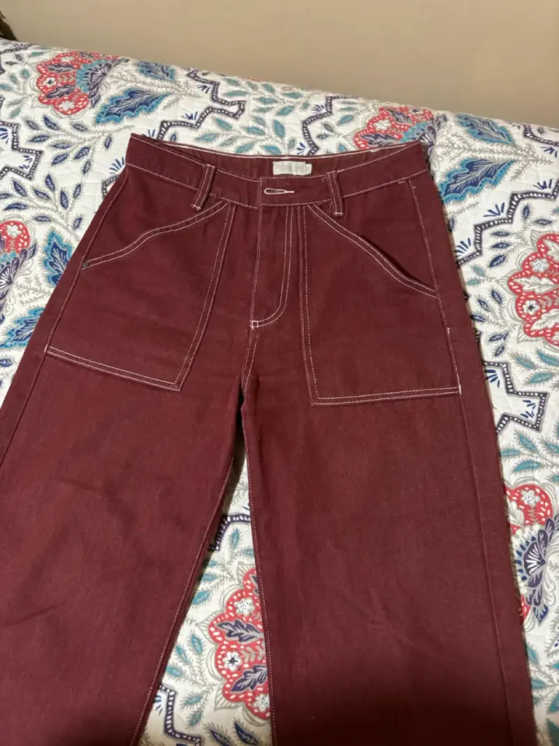 Pantalones anchos burdeos con bolsillos - 5