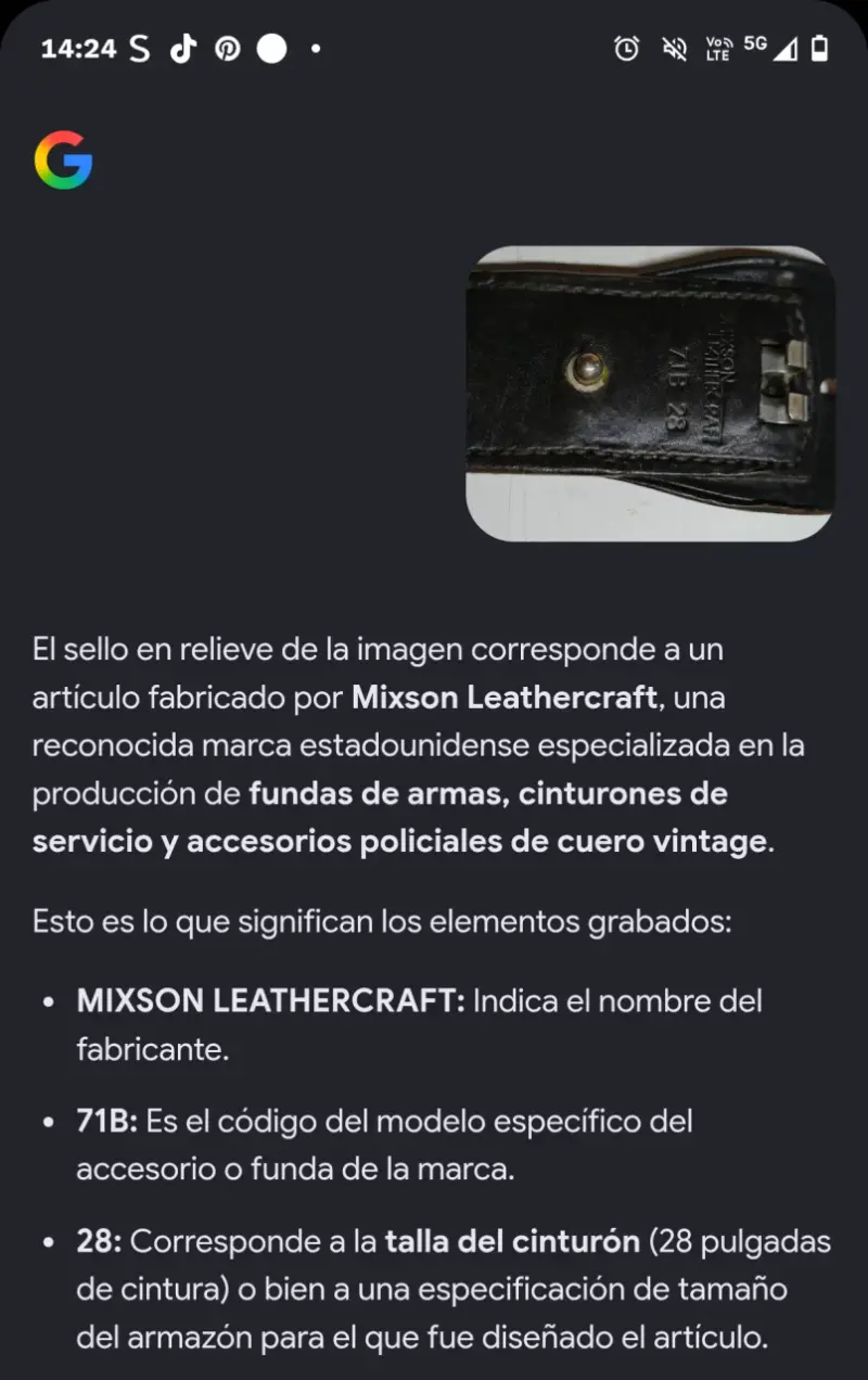 Cinturón de cuero Mixson Leathercraft con hebilla dorada - 4