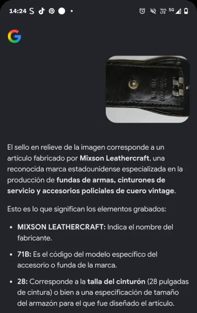 Cinturón de cuero Mixson Leathercraft con hebilla dorada - miniatura 4