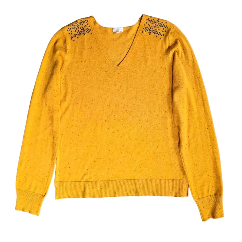Sweater Greenfield Amarillo Mostaza Talla M Cuello - 1