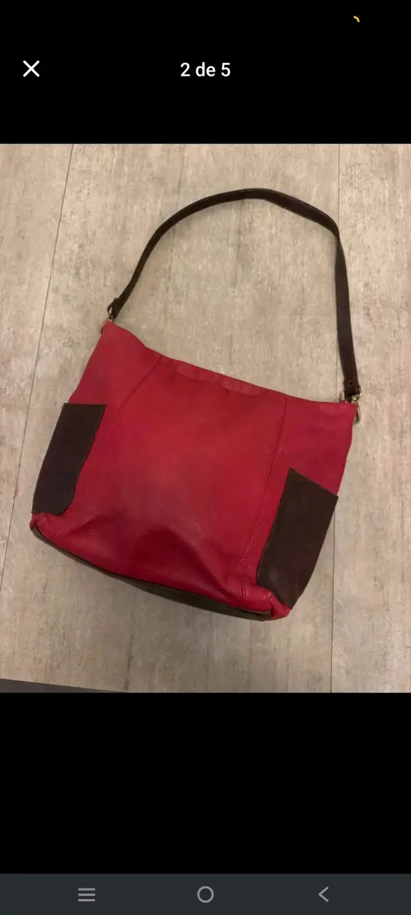 Bolso de cuero rojo con detalles marrones - 1