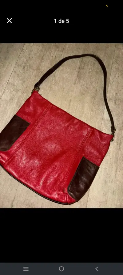 Bolso de cuero rojo con detalles marrones - miniatura 3