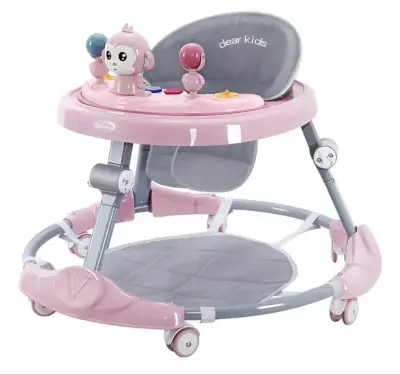 Andador para bebé rosa con juguetes - miniatura 1