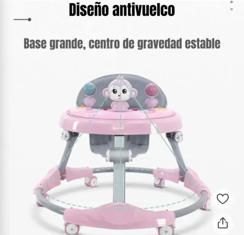 Andador para bebé rosa con juguetes - 4