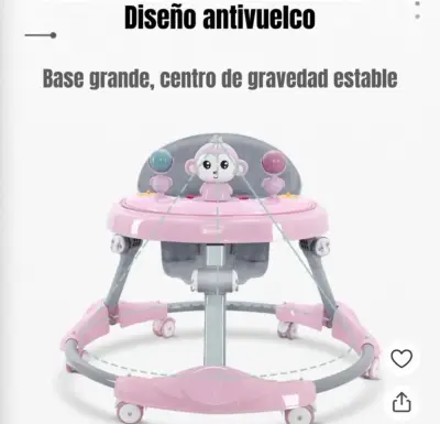 Andador para bebé rosa con juguetes - miniatura 4