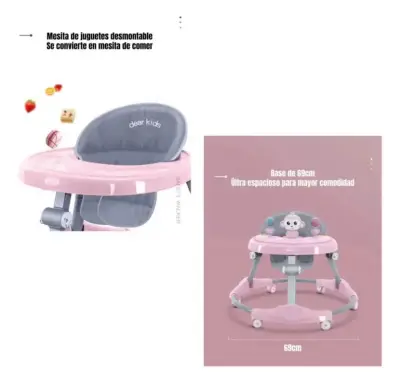 Andador para bebé rosa con juguetes - miniatura 5
