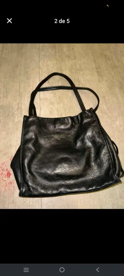 Bolso de cuero negro elegante y espacioso - miniatura 2