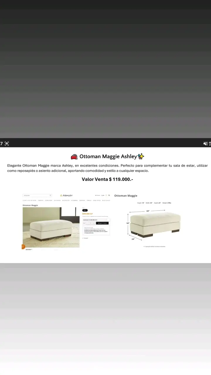 Ottoman Maggie Ashley en excelente estado