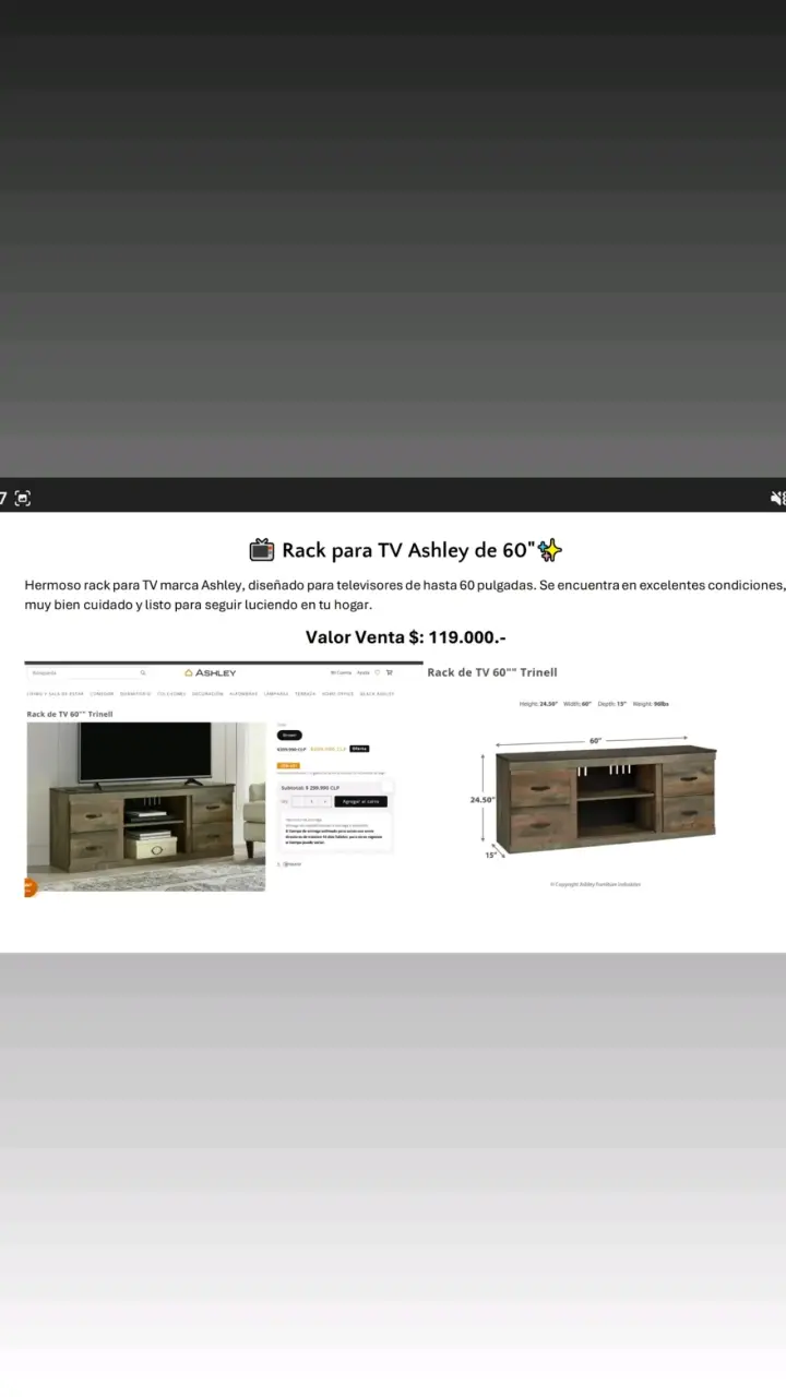 Rack para TV Ashley de 60 pulgadas