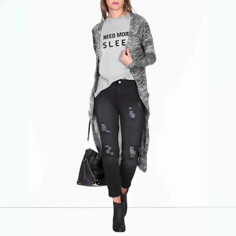 Cardigan Largo Urb Woman Gris Jaspeado Talla XS - 2