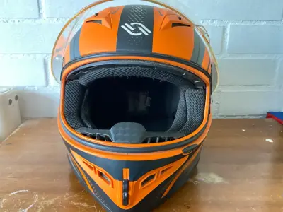 Casco de moto integral Shiro naranja y negro - miniatura 1