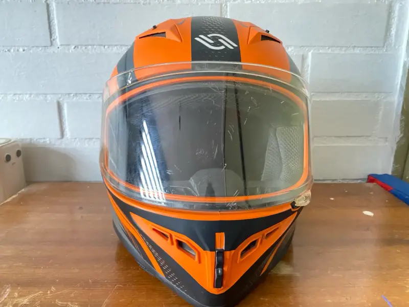 Casco de moto integral Shiro naranja y negro - 5