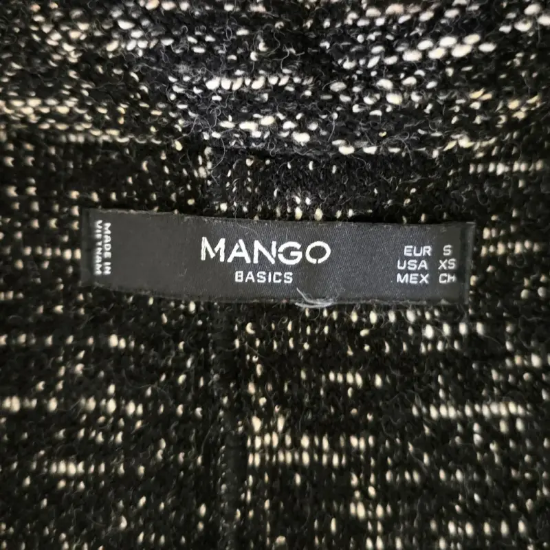 Cárdigan Largo Mango Basics Blanco y Negro Talla S - 3