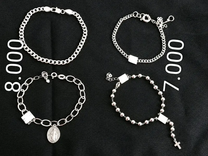 Pulseras de plata con diseños variados - 3