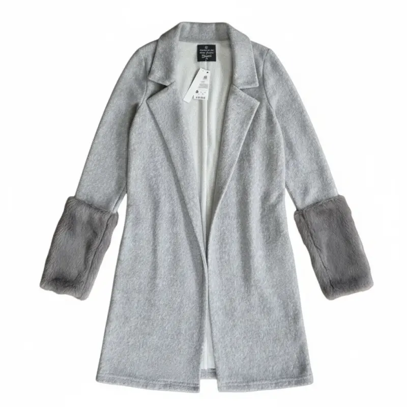 Cárdigan Urb Gris Talla XS con Puños de Pelo Sinté - 1