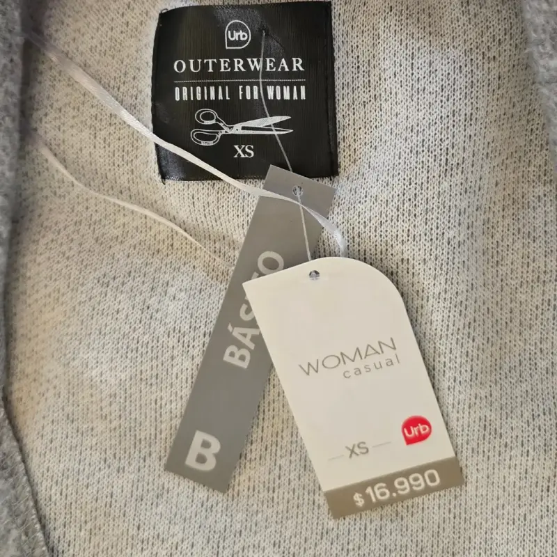 Cárdigan Urb Gris Talla XS con Puños de Pelo Sinté - 3