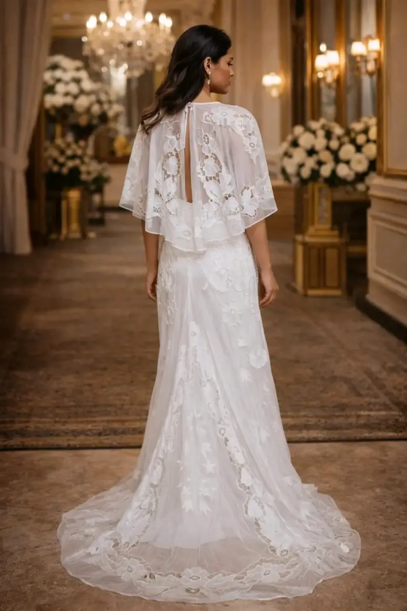 Vestido de Novia Encaje Blanco Elegante - 1